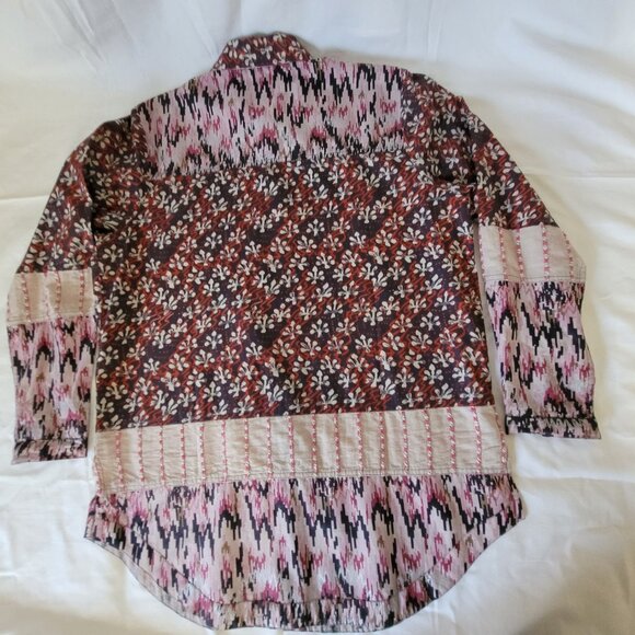 BoHo Territory Ahead Womens Shirt Patchwork Tunic Style Long Length Size M - Picture 5 of 15